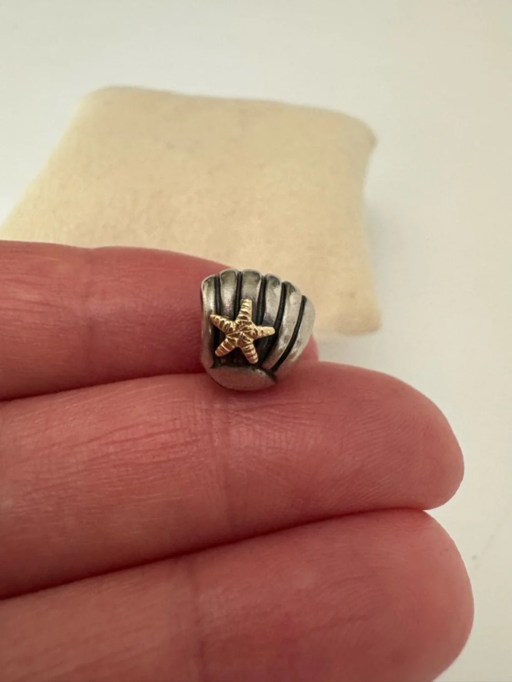 Pandora 790249 Retired Seashell Starfish Charm 925 Sterling 14K Gold - Picture 4 of 11